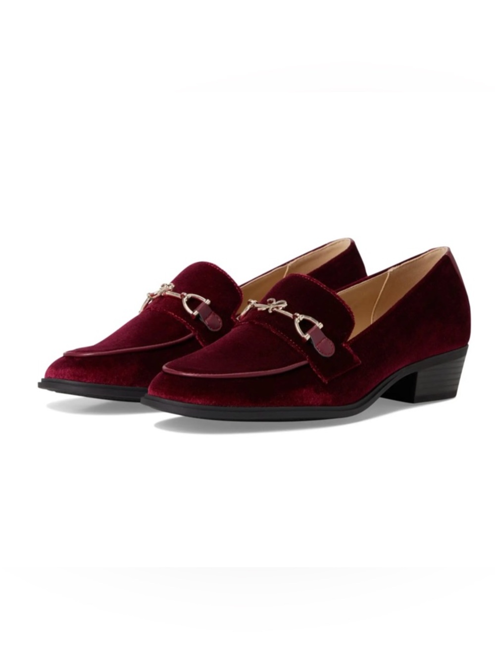 Bandolino "Rummie" Women's Burgundy Velvet Loafers with Gold Horsebit 8.5